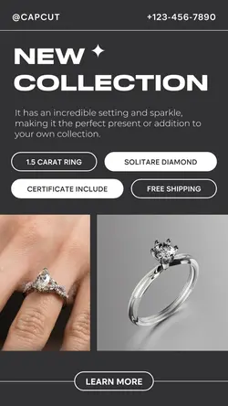 Beauty Diamond Ring Collection Product Display Instagram Story