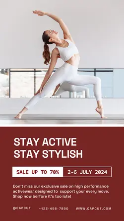 Red Modern Active Wear Sale Instagram Story