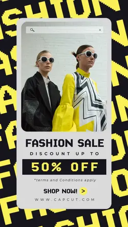 Black and Yellow Retro Fashion Sale Promo Story