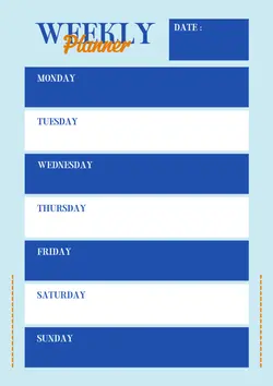 Non-Marketing Weekly Planner White Blue Minimalist