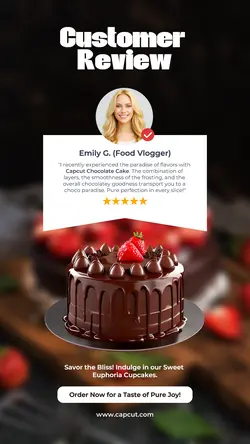 Chocolate Cake Testimonial Review for Story
