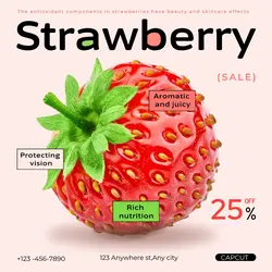 Foods & Beverage Strawberry Discounts Minimalist