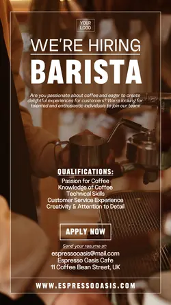 Business Barista Recruitment Instagram Story