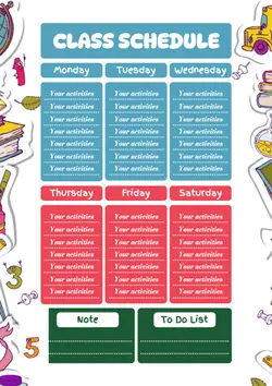 Non-marketing Planner & Schedule, Fun theme class schedule design editable