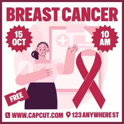 Breast Cancer Event Talkshow Instagram Post Red Pink Flat Modern