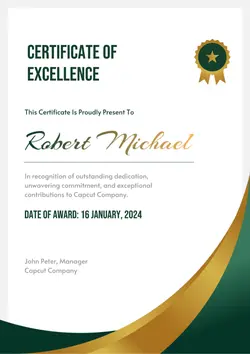 Non-Marketing Certificate Green Gold Elegant