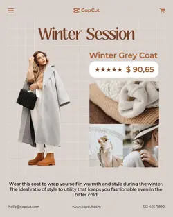 Fashion Promotion Winter Coat Beige Instagram Potrait