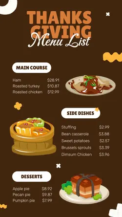 Thanksgiving Menu List Tiktok Post