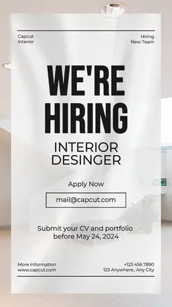 Hiring Job New Interior Designer Instagram Story