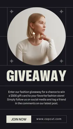 Black Minimal Fashion Giveaway Instagram Story