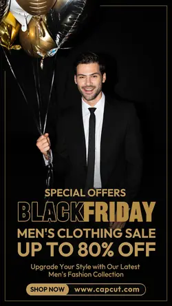 Black Friday Special Offers Men's Clothing Sale Instagram Story