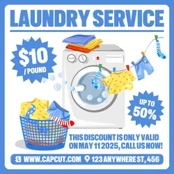 Laundry Service Promotion Instagram Post Blue Flat Modern