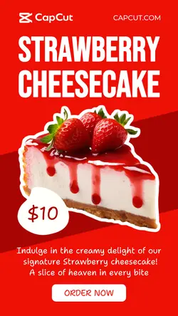 Food & Beverage Strawberry Cheesecake Product Display Instagram Story