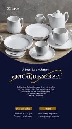 House hold dinner set  Instagram story grey blue 