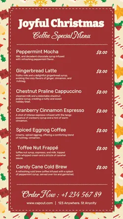Christmas Special Beverage Menu