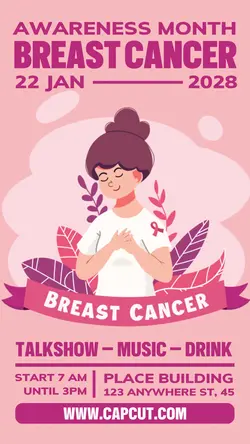 Breast Cancer Event Promotion Instagram Story Pink Flat Modern