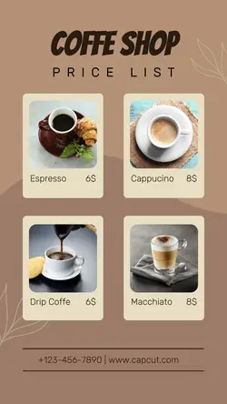 Coffe Price List Instagram Story