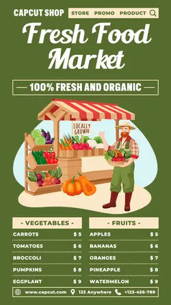 Fresh Food Market Menu Poster Promotion IG Story