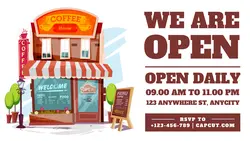 Food & Beverage Coffee Cafe We Are Open Template Design Twitter Post