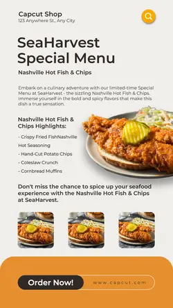 Sea Food Special menu Instagram Story