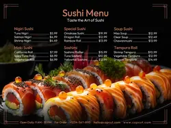 Food & Beverage Sushi Menu