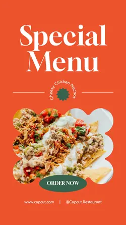 Orange Minimalist Restaurant Special Menu Instagram Story