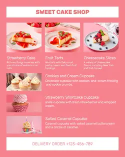 Sweet Cake Shop Menu