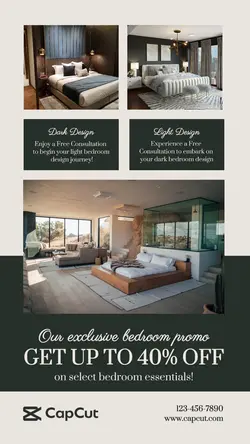 Bedroom design promotion instagram story