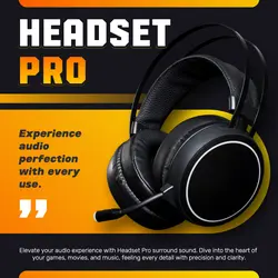 E-commerce Electronics - Product Display - Headset Yellow Orange