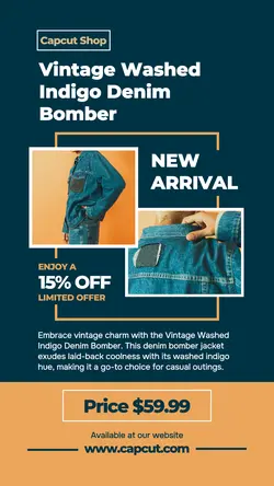 Fashion Industry New Arrival Jacket Jeans Promotion Instagram Story