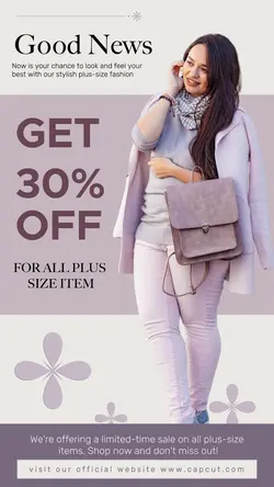 Purple Plus Size Fashion Promotion Instagram Story