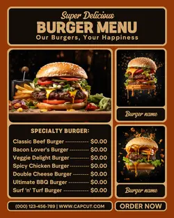 special burger menu instagram post