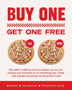 Beige and Red Modern Pizza Promo Instagram Post