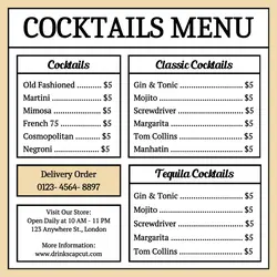 Cocktails Menu Instagram Post