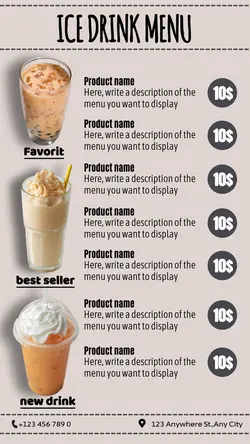 simple and interesting fresh cold drink menu for Instagram stories