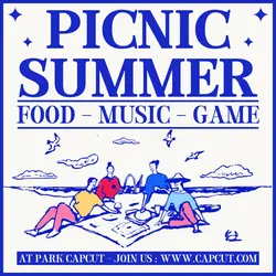 Picnic Summer Event Promotion Instagram Post Blue Flat Minimalist