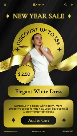 New Year's Day Black Gold White Dress Fashion Promotion TikTok