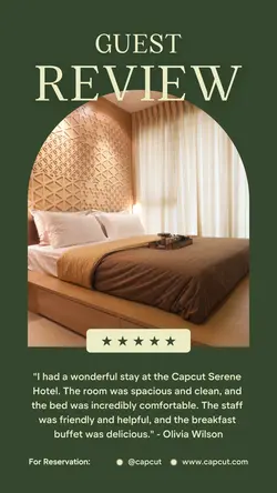 Dark Green Minimalist Hotel Review Instagram Story