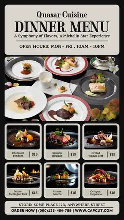 dinner menu instagram story