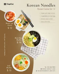Asian Food Korean Cuisine Menu Minimalist