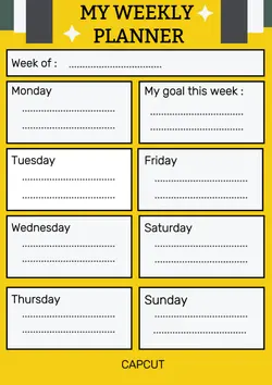Non-marketing weekly planner yellow square