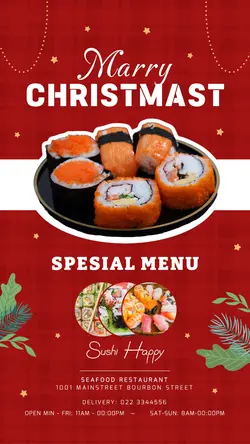 Marry Chrismas food sales promotion instagram story red christmas