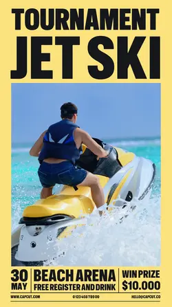 Sport Tournament Jet Ski Promotion Instagram Story Yellow Flat Modern