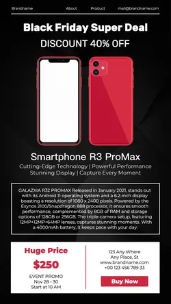 Black Friday Smartphone Product display