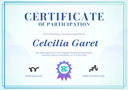 Non-marketing Certificate Of Participation Blue