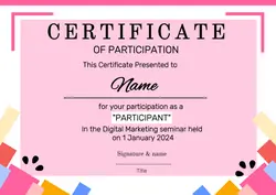 NON-MARKETING CERTIFICATE OF PARTICIPANT COLOURFULL