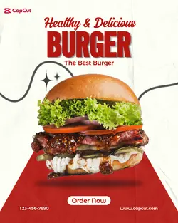 Food Best Burger Instagram post Red 