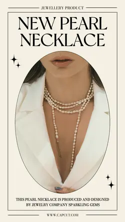 New Pearl Necklace Display Product Instagram Story Cream Minimalist