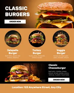 Classic Burgers Menu