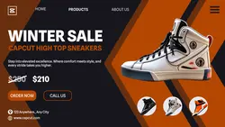 Shoes Sneakers Winter Sale Web Layout Orange Black
